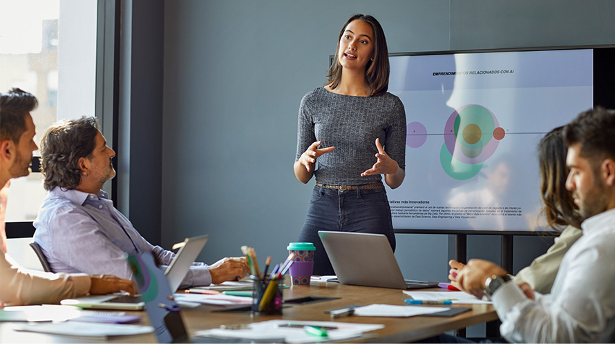 woman giving a presentation