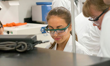 group of students working in lab for health studies